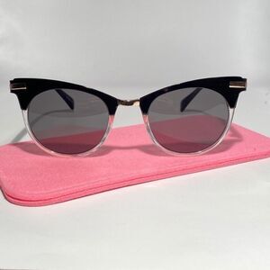 0729 Eyebrow Sunglasses in Black and Clear With Gray Lenses New